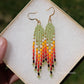 Summer Green and Fire Mini Fringe Earrings