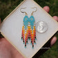 Summer Blue and Fire Mini Fringe Earrings