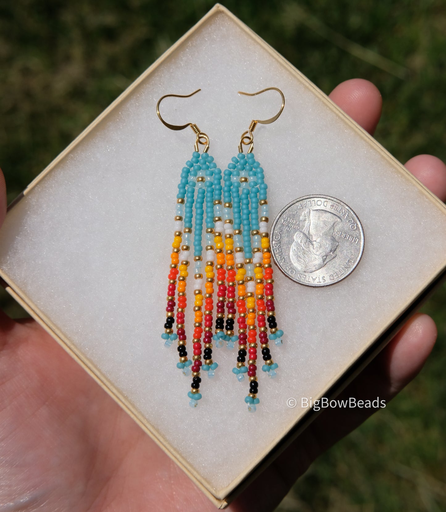 Summer Blue and Fire Mini Fringe Earrings