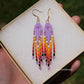 Summer Purple and Fire Mini Fringe Earrings