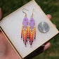 Summer Purple and Fire Mini Fringe Earrings