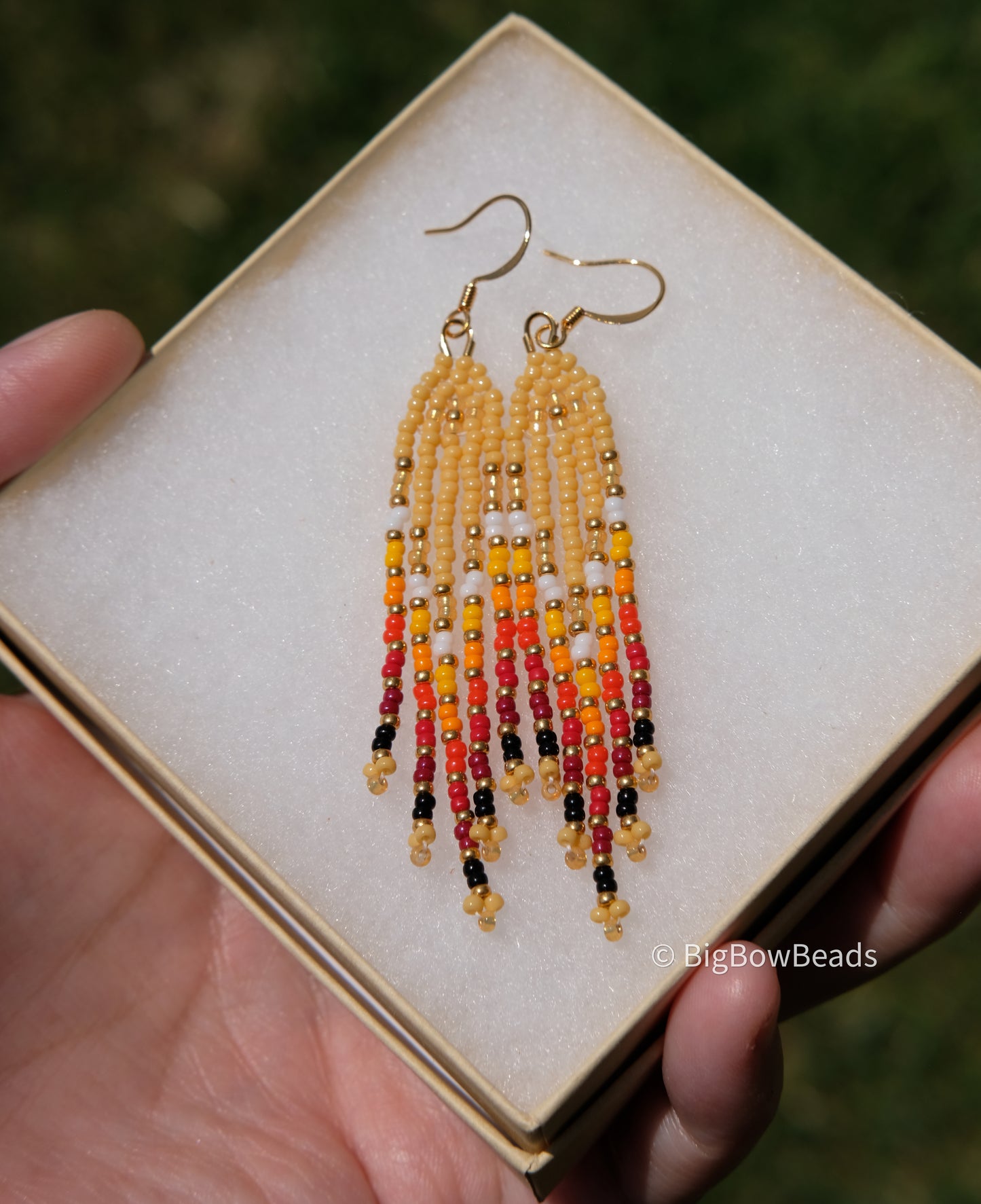 Summer Yellow and Fire Mini Fringe Earrings