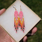 Summer Pink and Fire Mini Fringe Earrings