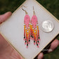 Summer Pink and Fire Mini Fringe Earrings