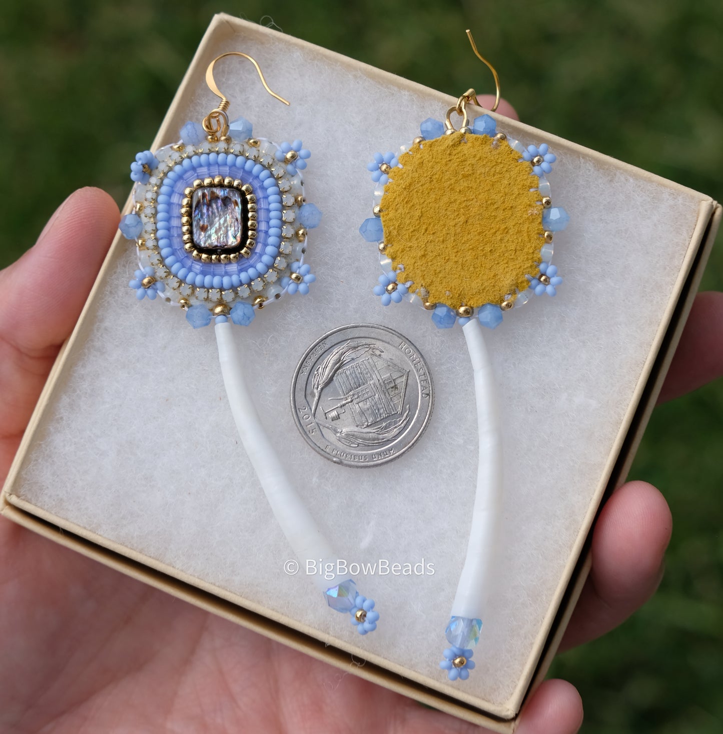 Light Periwinkle Abalone and Dentalium Earrings