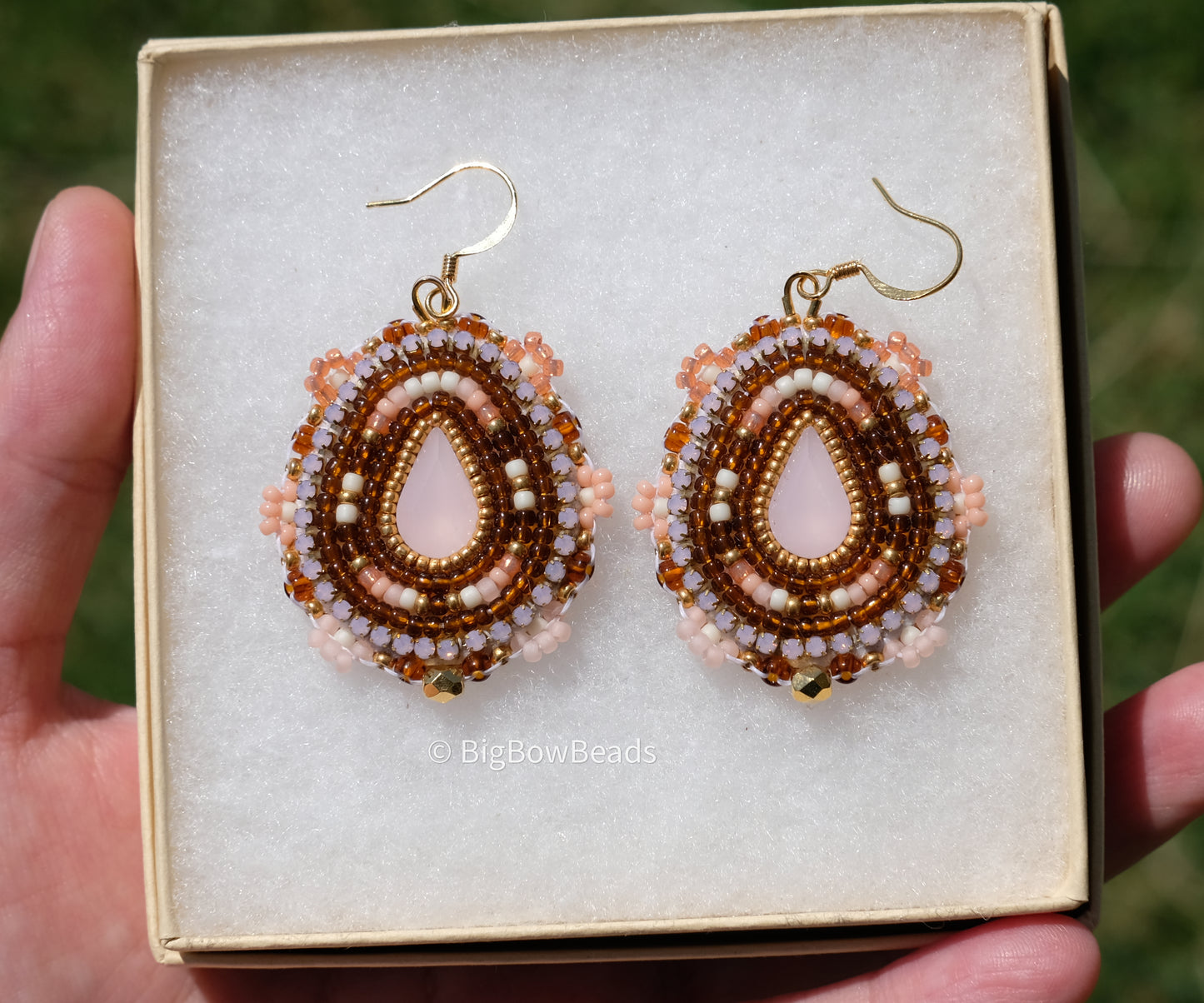 Woodsy Peach Teardrop Earrings