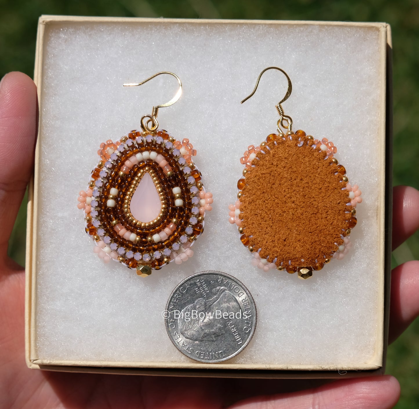 Woodsy Peach Teardrop Earrings