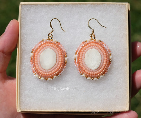 Woodsy Peach Deer Antler Earrings
