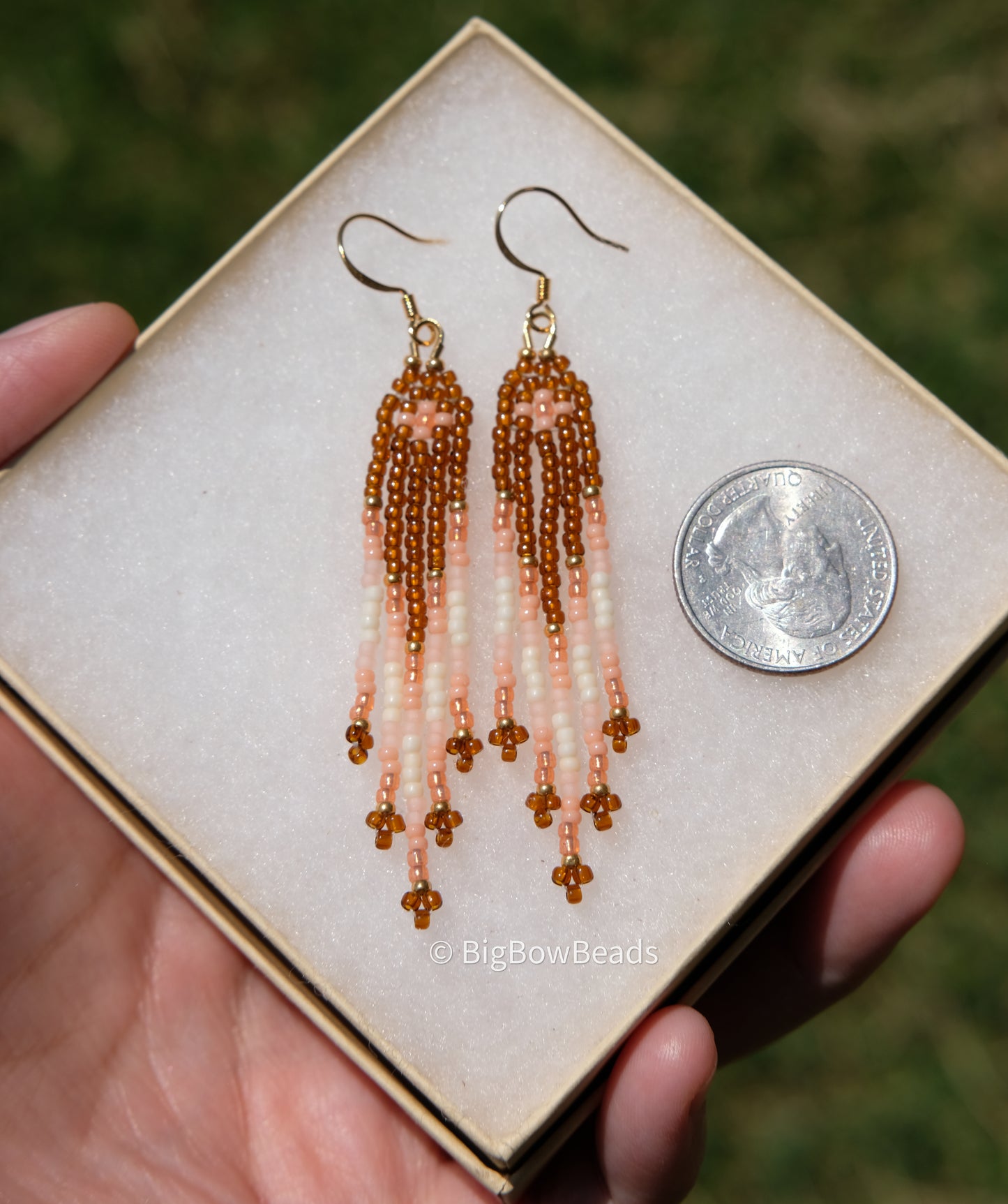Woodsy Peach Fringe Earrings