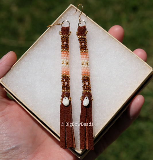 Woodsy Peach Buffalo Tail Earrings