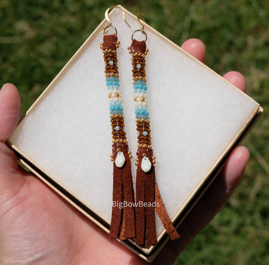 Woodsy Glacier Buffalo Tail Earrings
