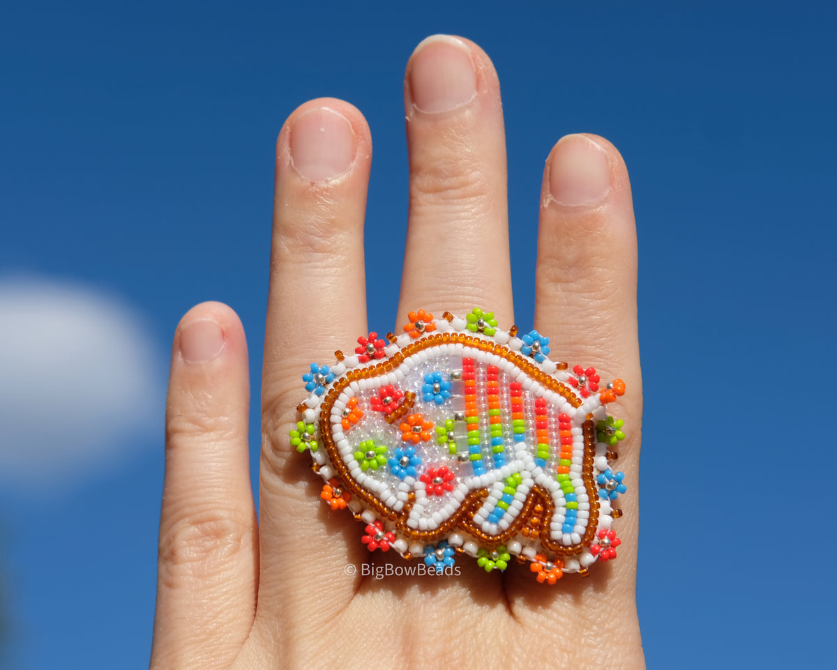 White Summer Buffalo Ring