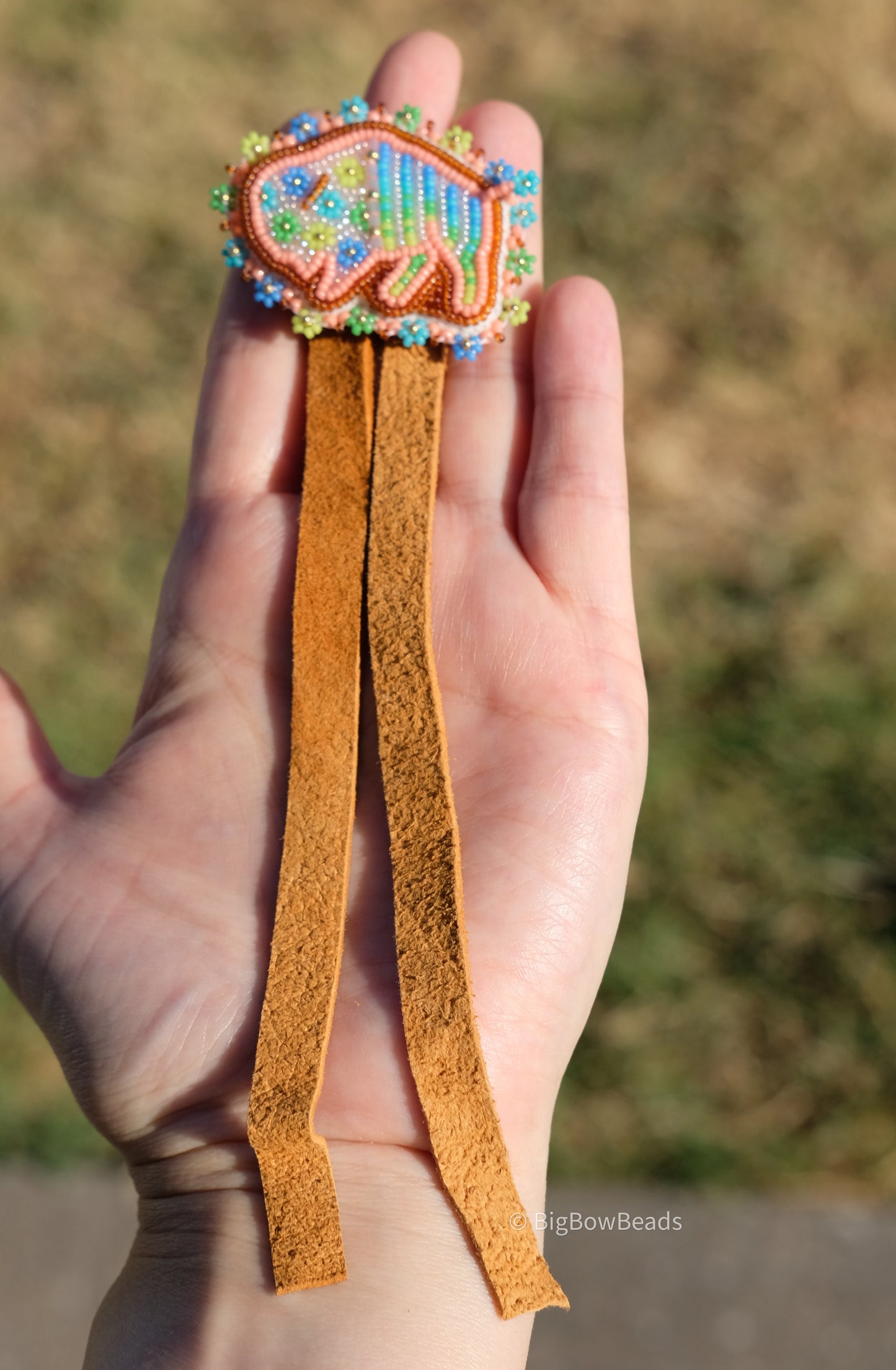 Peach Summer Buffalo Hair Tie