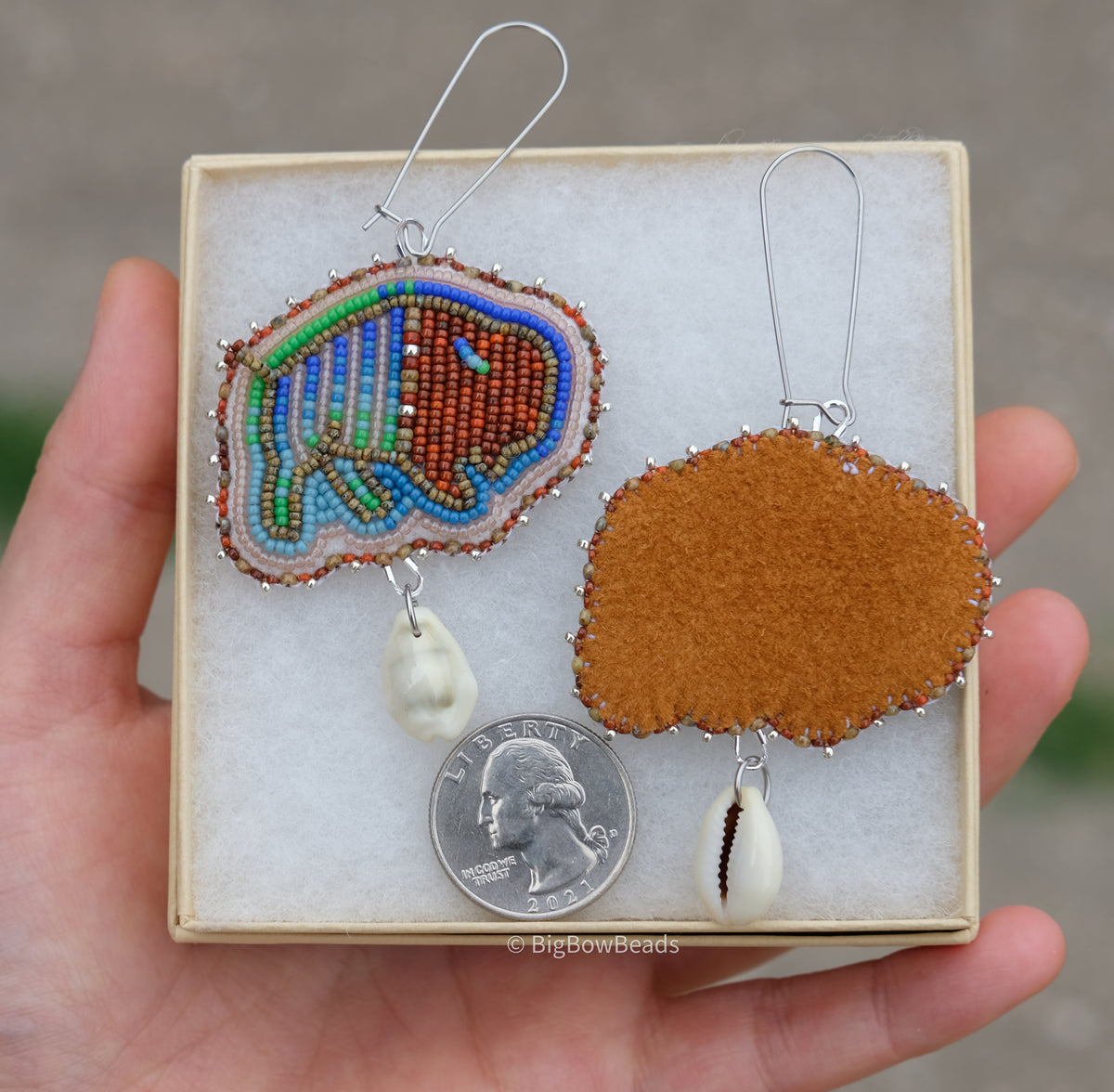 Picasso Orange and Brown Buffalo Earrings