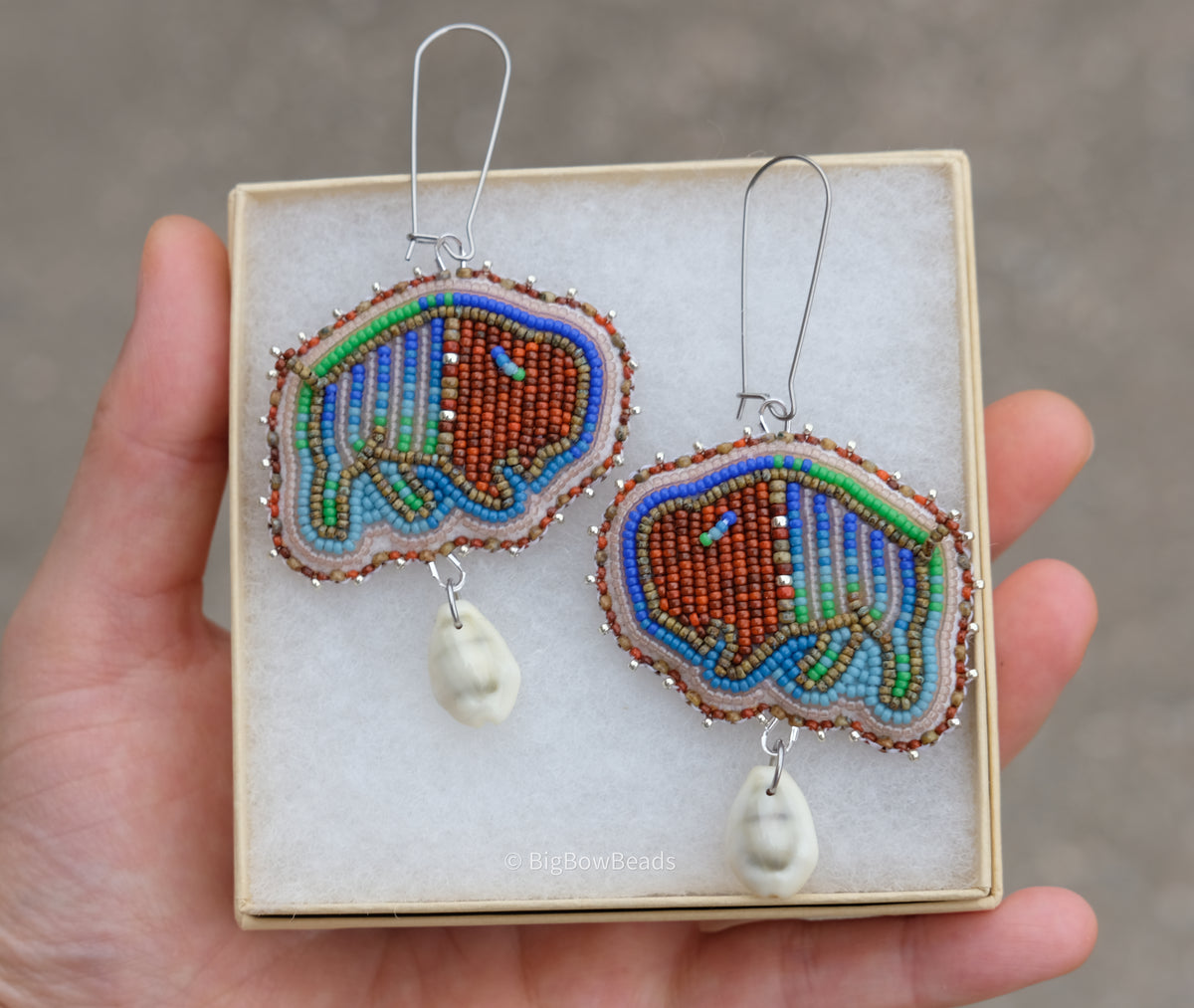 Picasso Orange and Brown Buffalo Earrings
