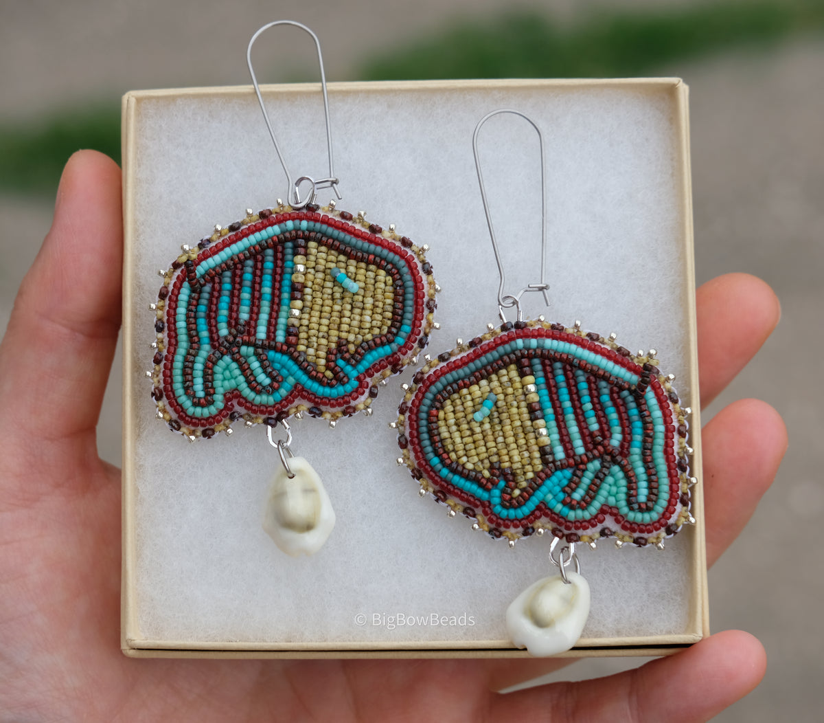 Picasso Yellow and Red Buffalo Earrings