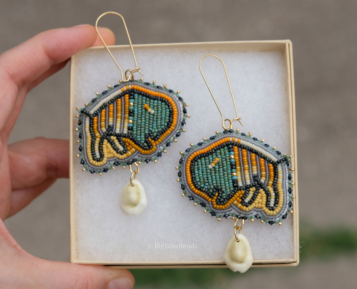 Picasso Turquoise and Black Buffalo Earrings