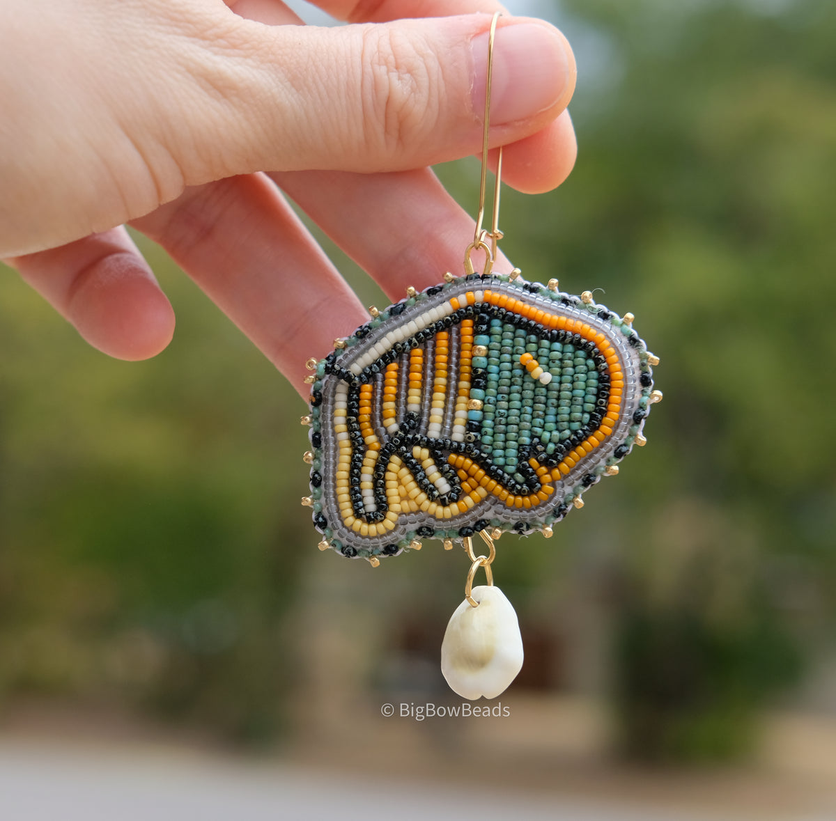 Picasso Turquoise and Black Buffalo Earrings