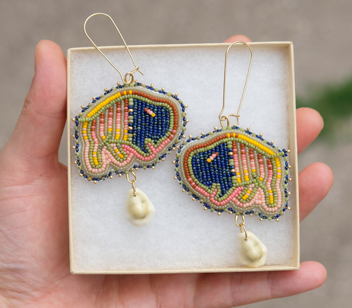 Picasso Blue and Green Buffalo Earrings