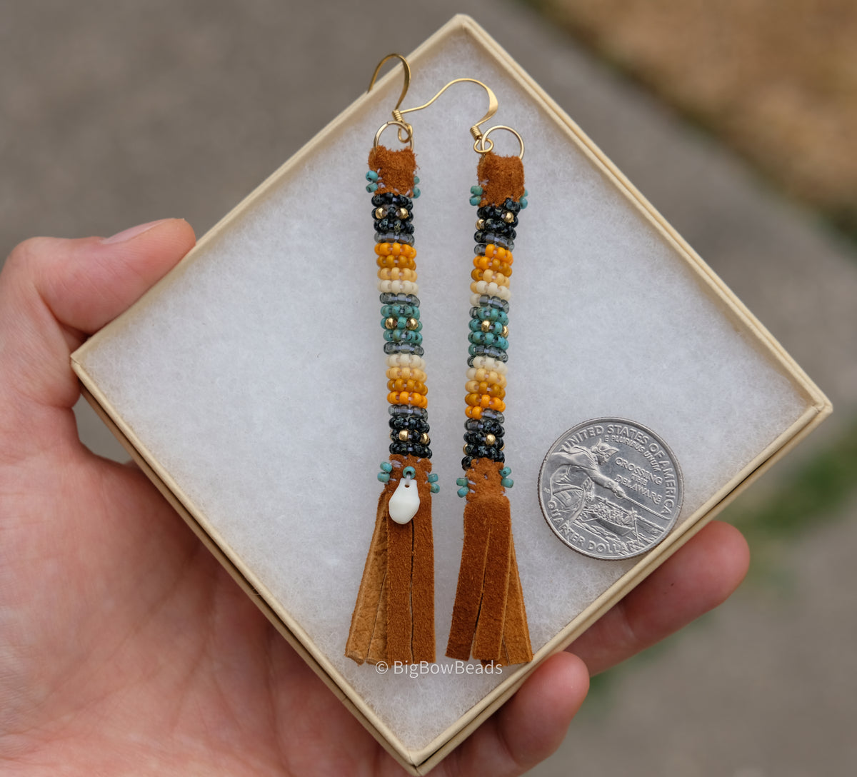 Picasso Turquoise and Black Buffalo Tail Earrings