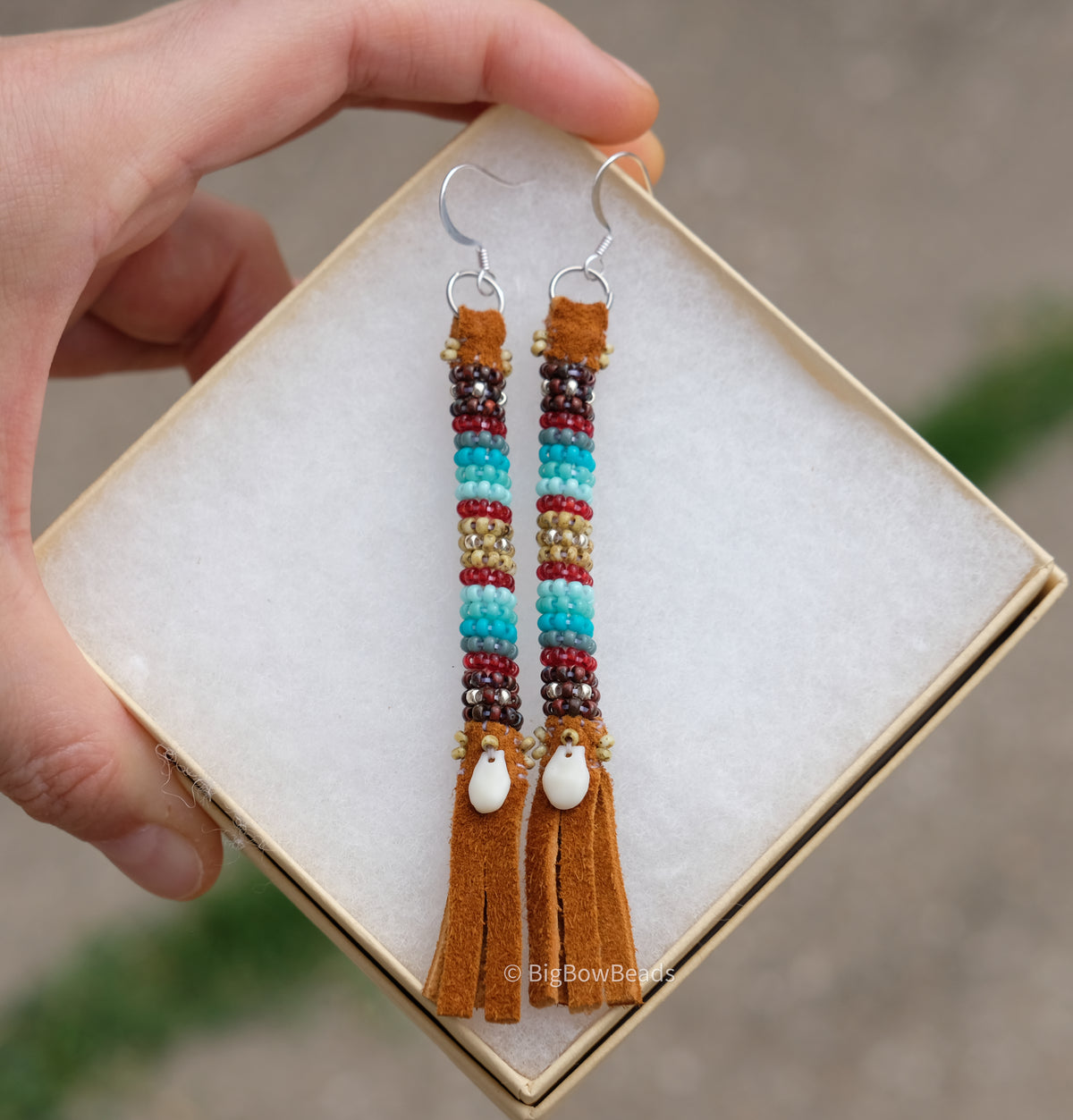 Picasso Yellow and Red Buffalo Tail Earrings