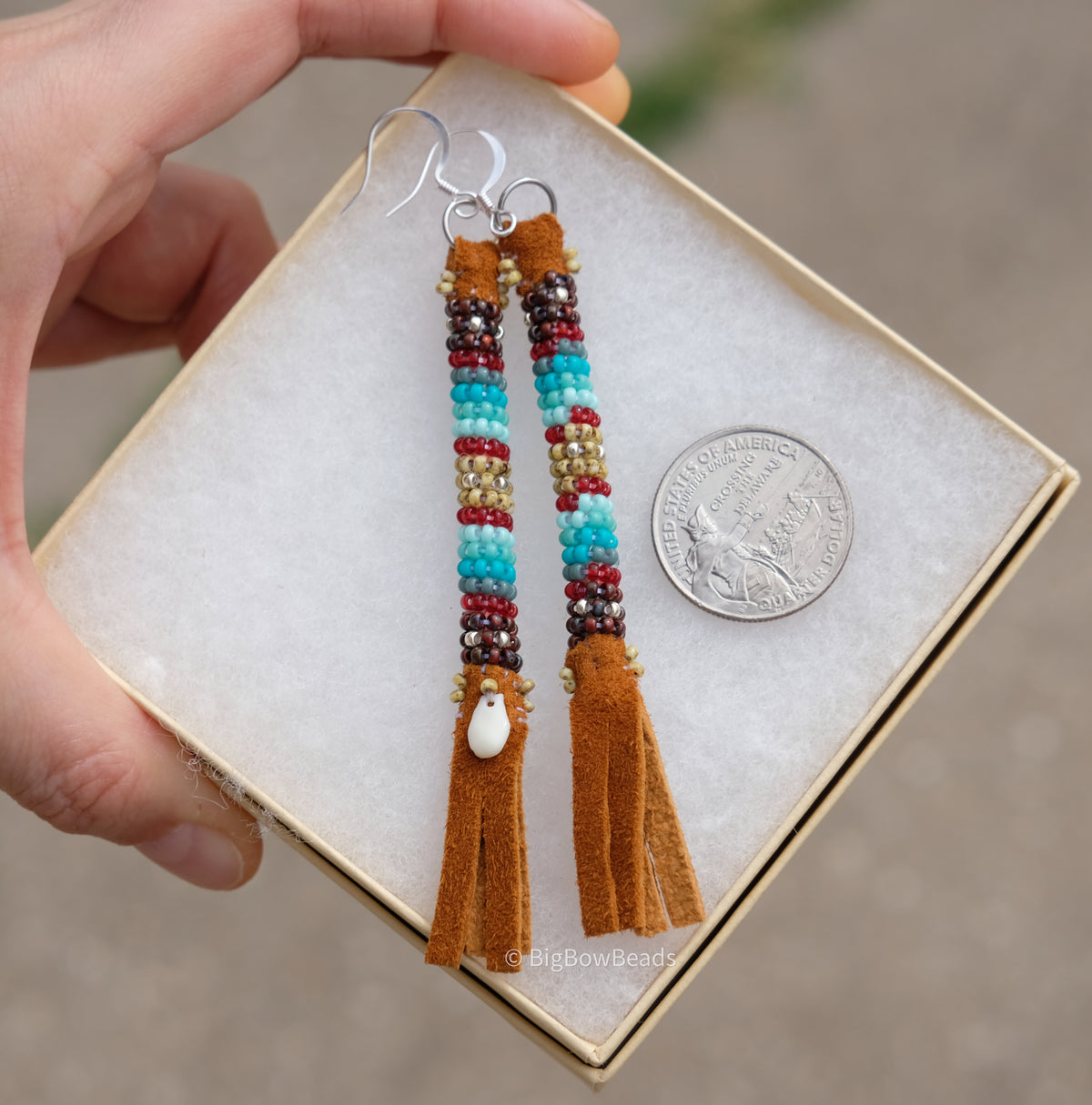 Picasso Yellow and Red Buffalo Tail Earrings