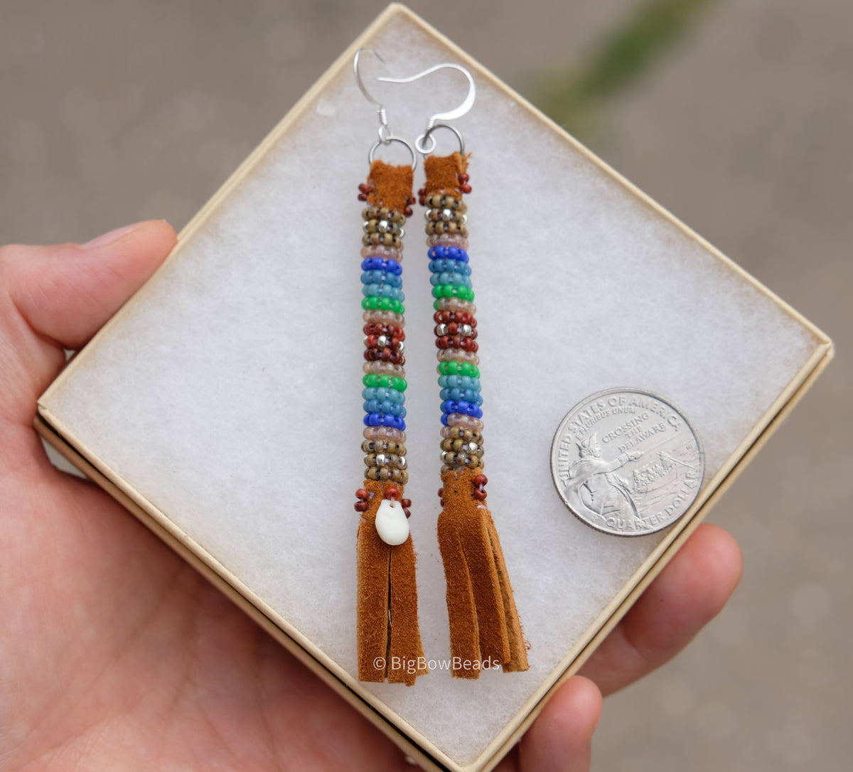 Picasso Orange and Brown Buffalo Tail Earrings