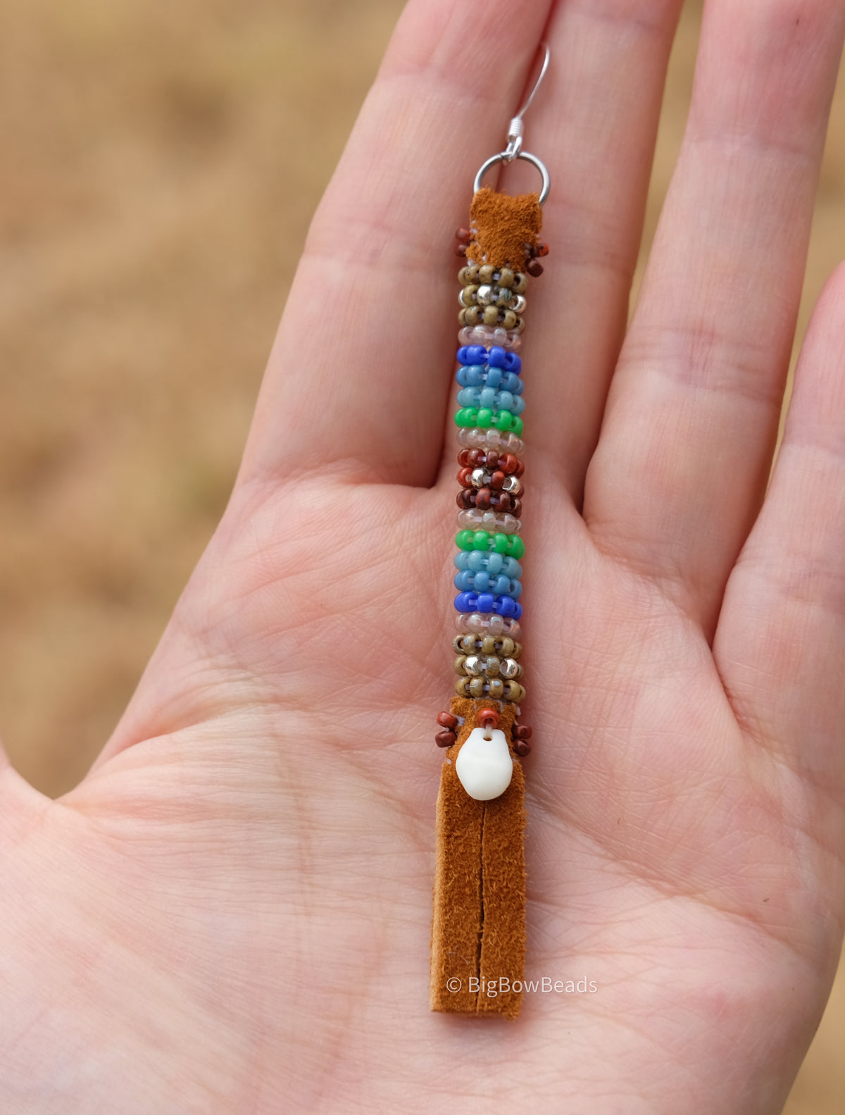 Picasso Orange and Brown Buffalo Tail Earrings