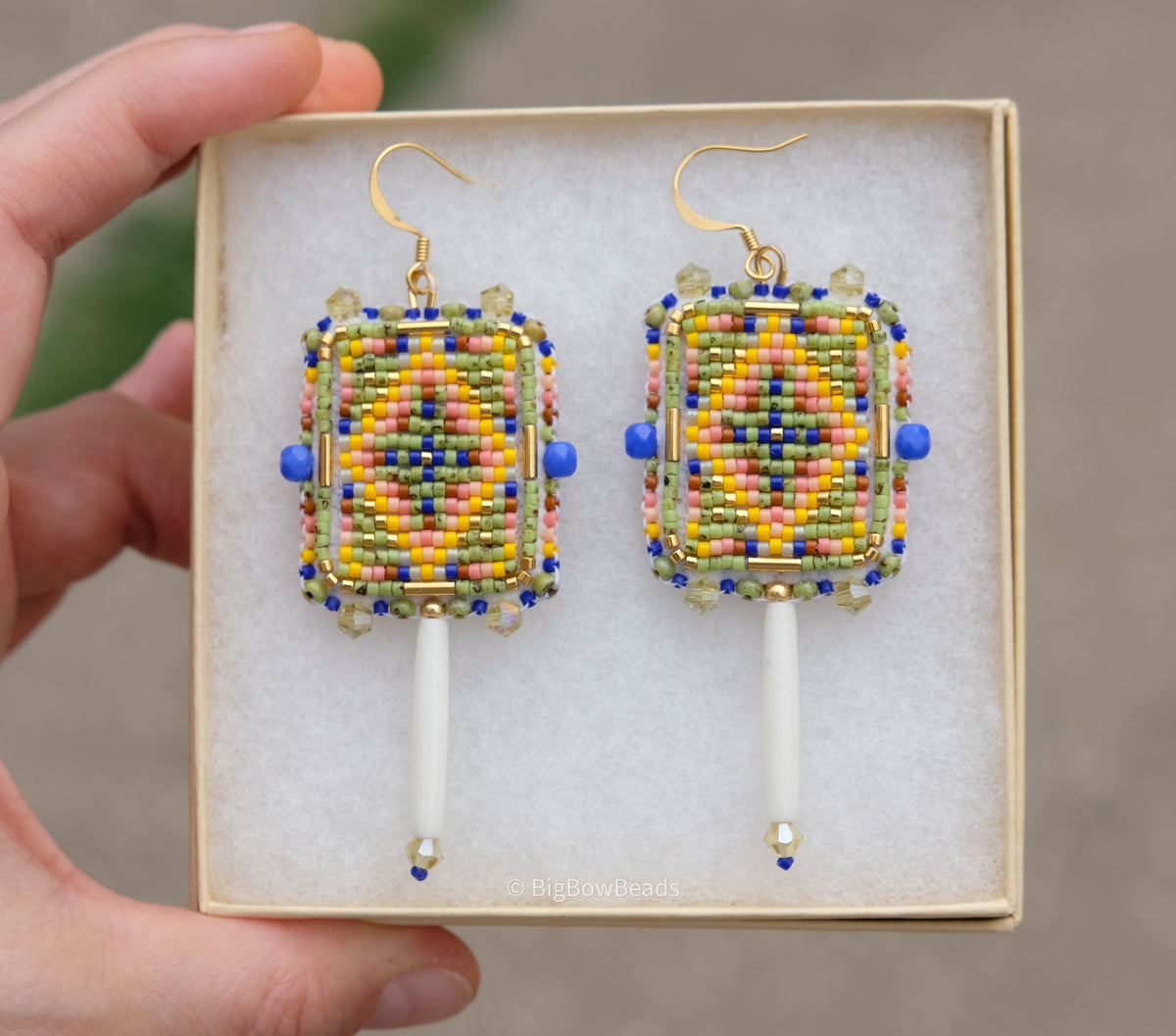 Picasso Green Geometric Earrings