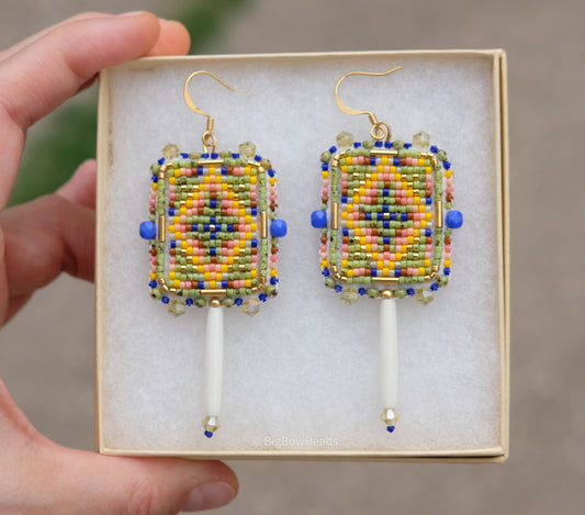 Picasso Green Geometric Earrings