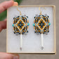 Picasso Turquoise and Black Geometric Earrings