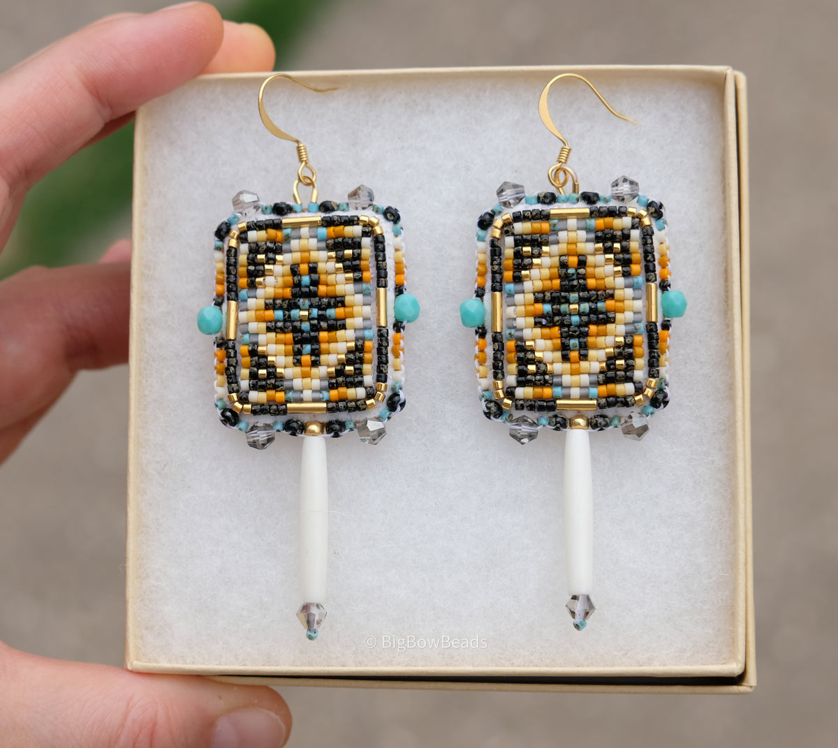 Picasso Turquoise and Black Geometric Earrings