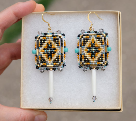 Picasso Turquoise and Black Geometric Earrings