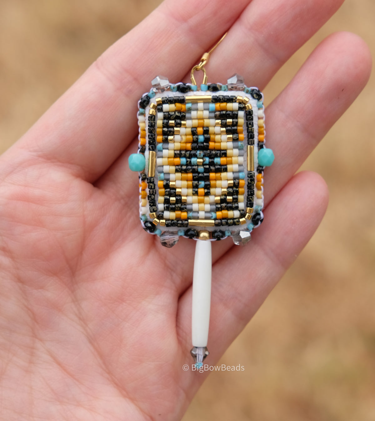 Picasso Turquoise and Black Geometric Earrings