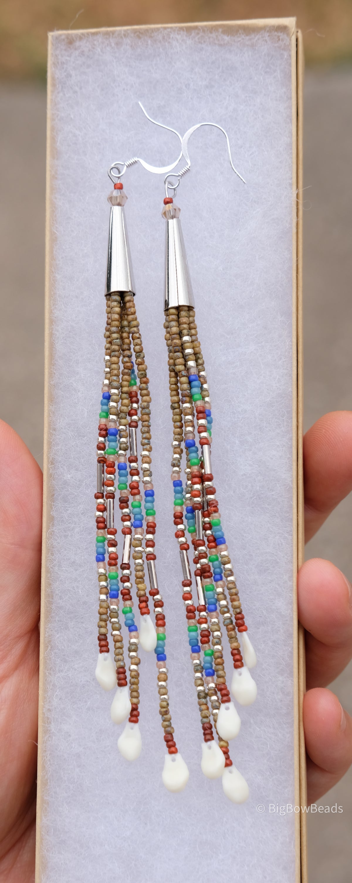 Picasso Orange and Brown Cone Fringe Earrings