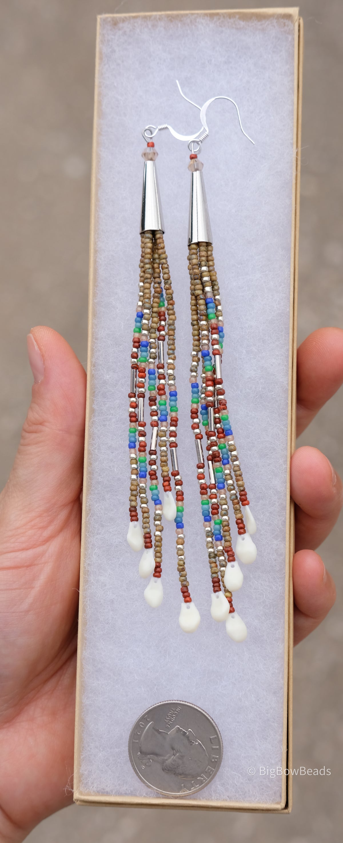 Picasso Orange and Brown Cone Fringe Earrings