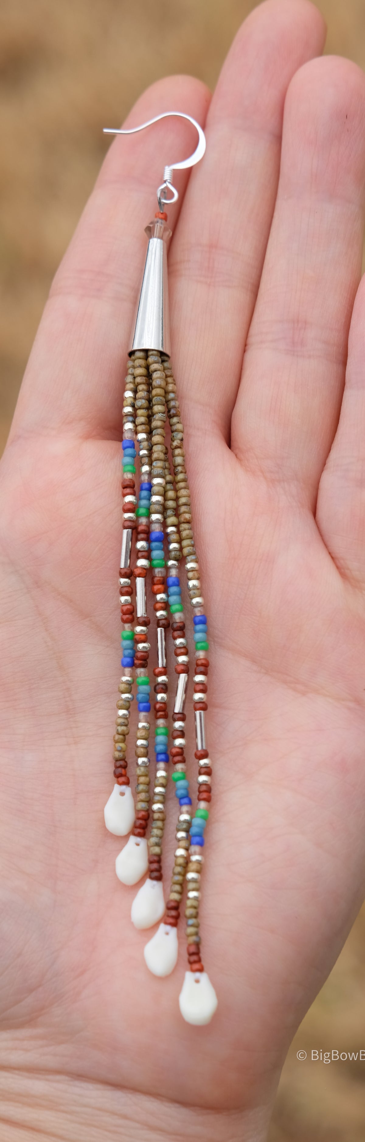 Picasso Orange and Brown Cone Fringe Earrings