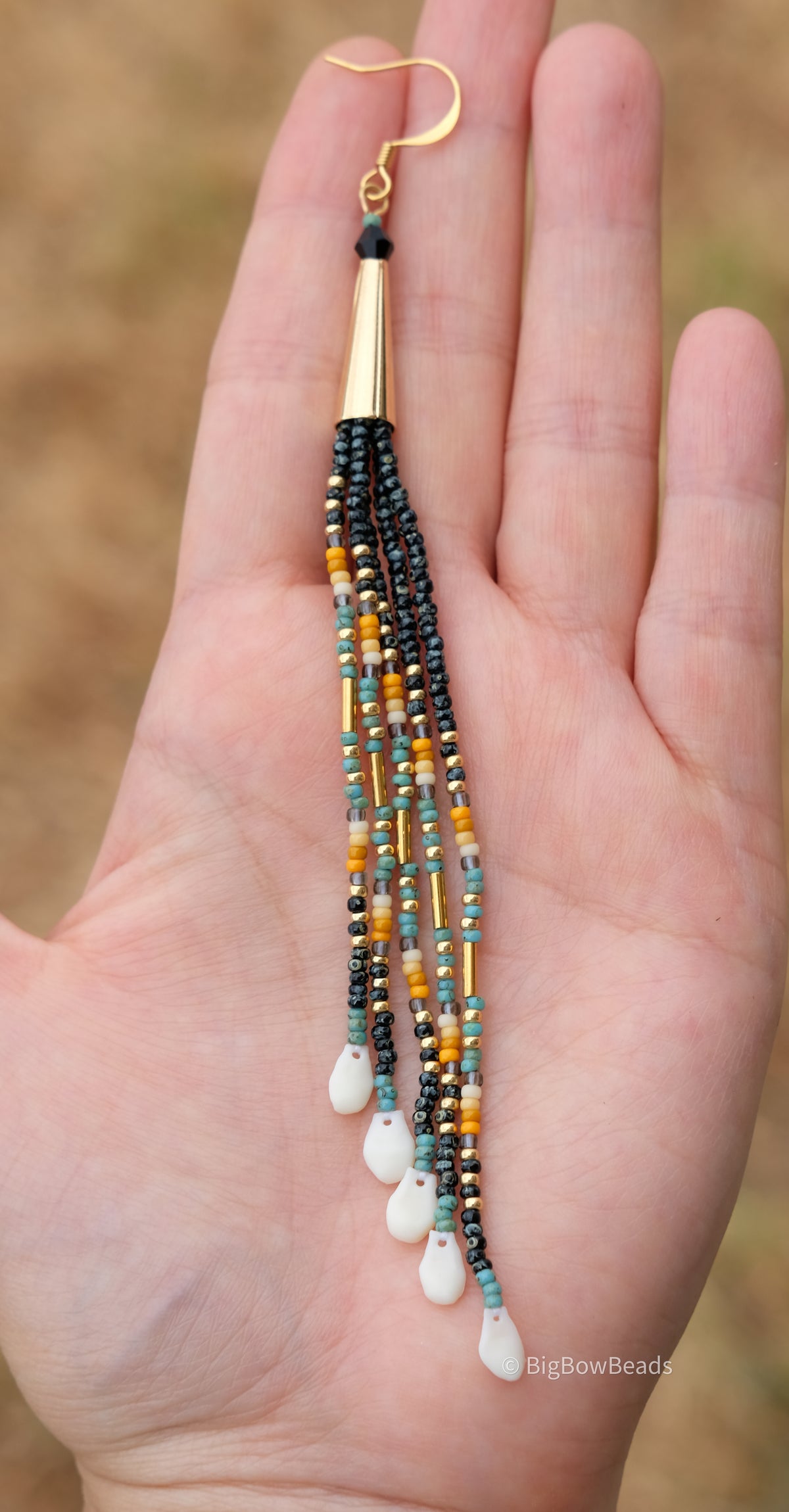 Picasso Turquoise and Black Cone Fringe Earrings