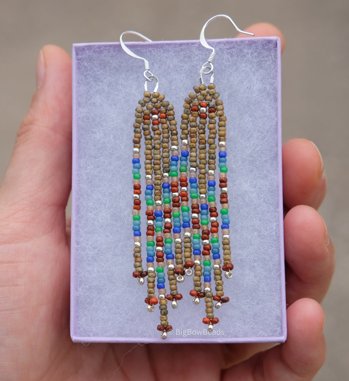Picasso Orange and Brown Mini Fringe Earrings
