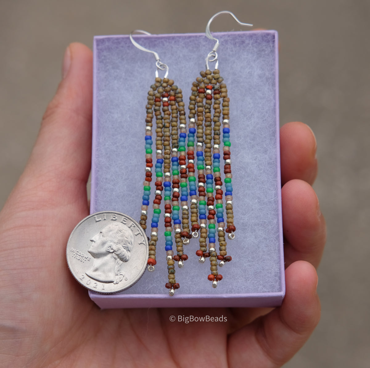 Picasso Orange and Brown Mini Fringe Earrings
