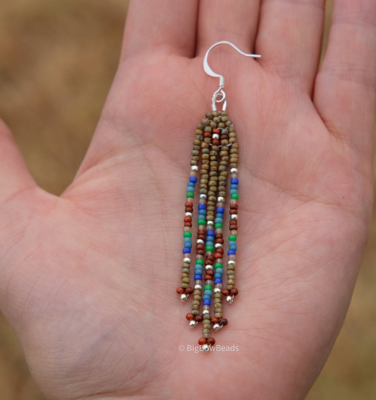 Picasso Orange and Brown Mini Fringe Earrings