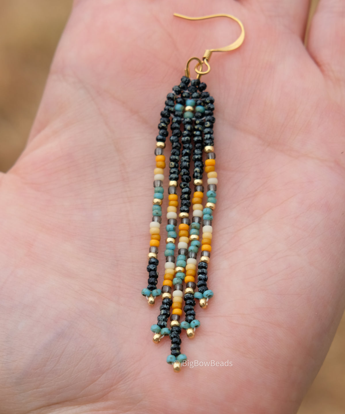 Picasso Turquoise and Black Mini Fringe Earrings