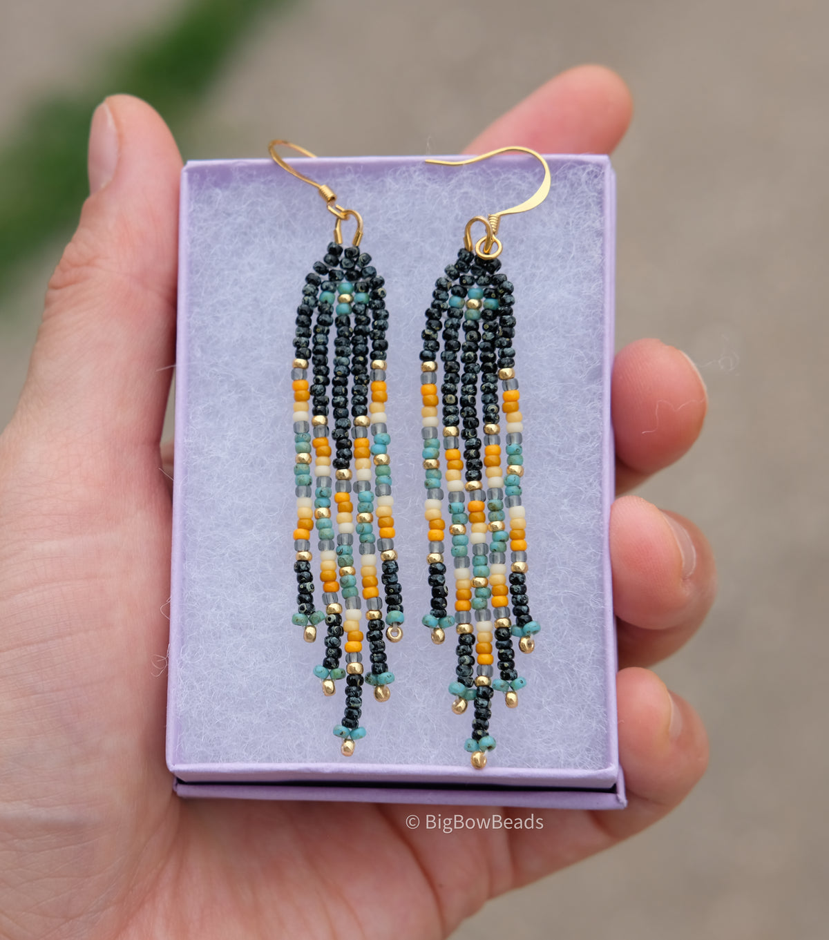 Picasso Turquoise and Black Mini Fringe Earrings