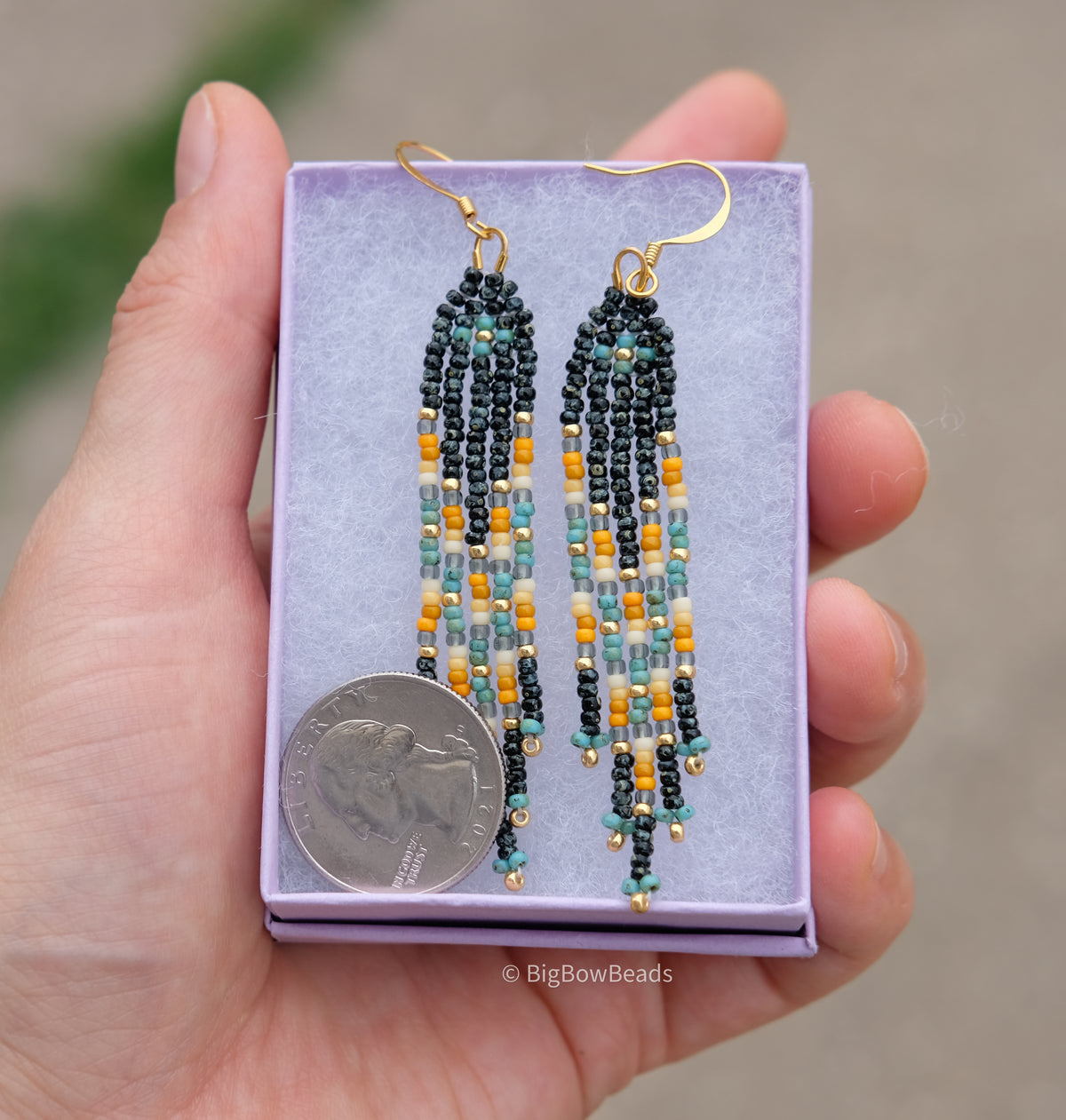 Picasso Turquoise and Black Mini Fringe Earrings