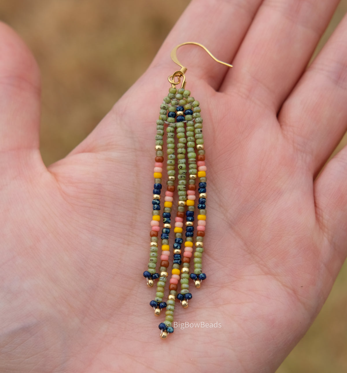 Picasso Blue and Green Mini Fringe Earrings