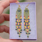 Picasso Blue and Green Mini Fringe Earrings