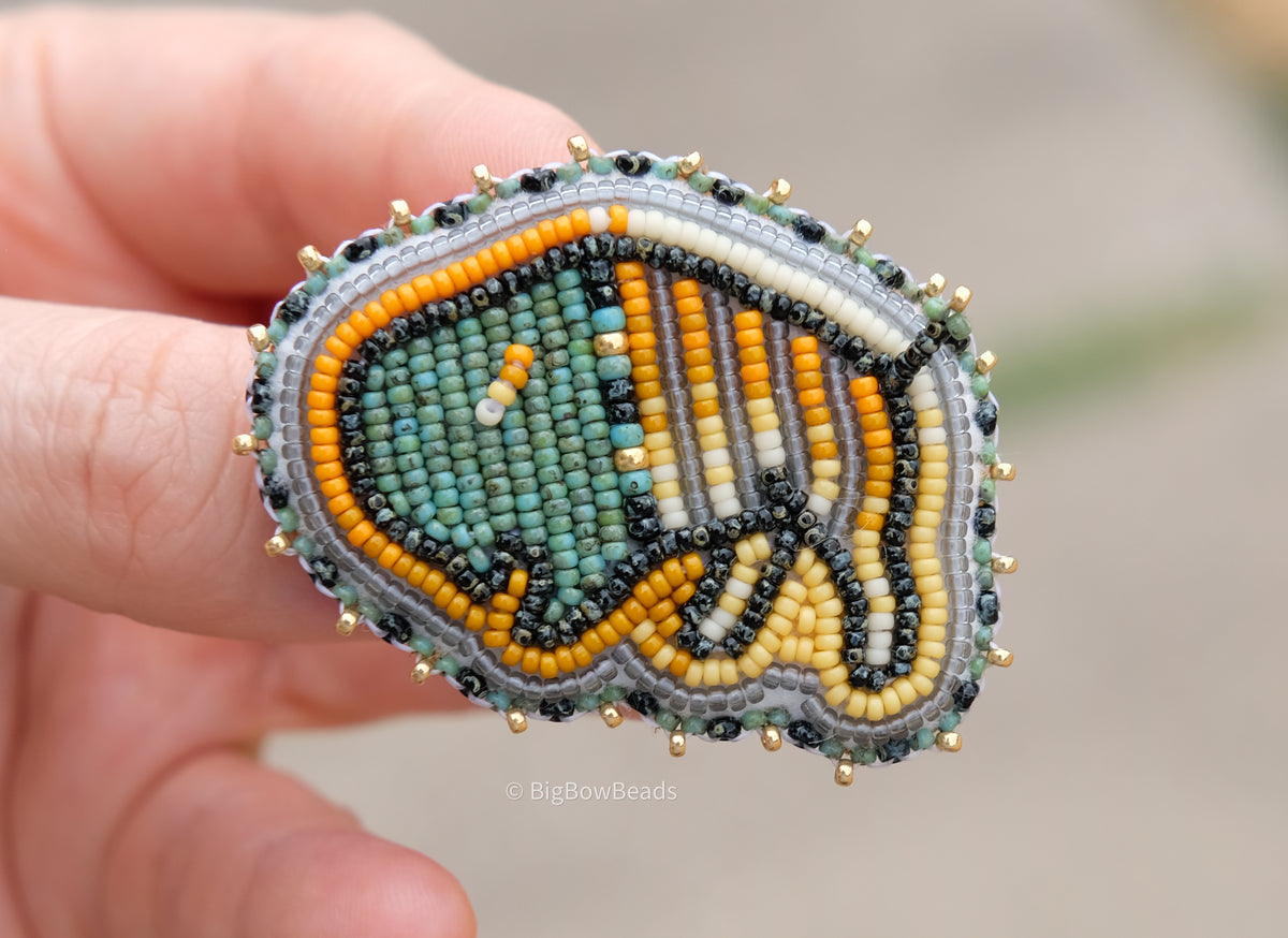 Picasso Turquoise and Black Buffalo Pin