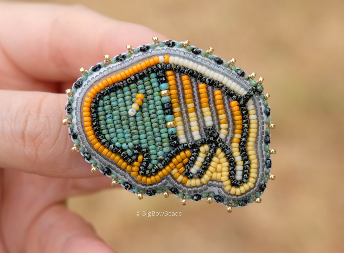 Picasso Turquoise and Black Buffalo Pin