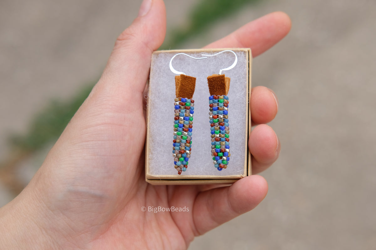 Picasso Orange and Brown Corn Earrings