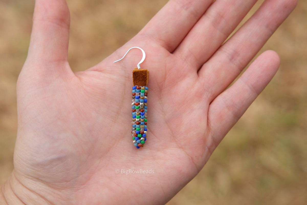 Picasso Orange and Brown Corn Earrings